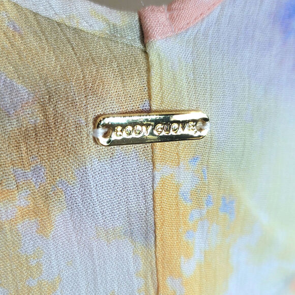 Body Glove Nicole Cover-Up Dress Sz XL Yellow Tie-Dye Flowy Relaxed Sheer - Picture 6 of 10